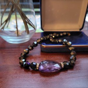 Rachel Abroms Stone Necklace Amethyst and Jet Choker